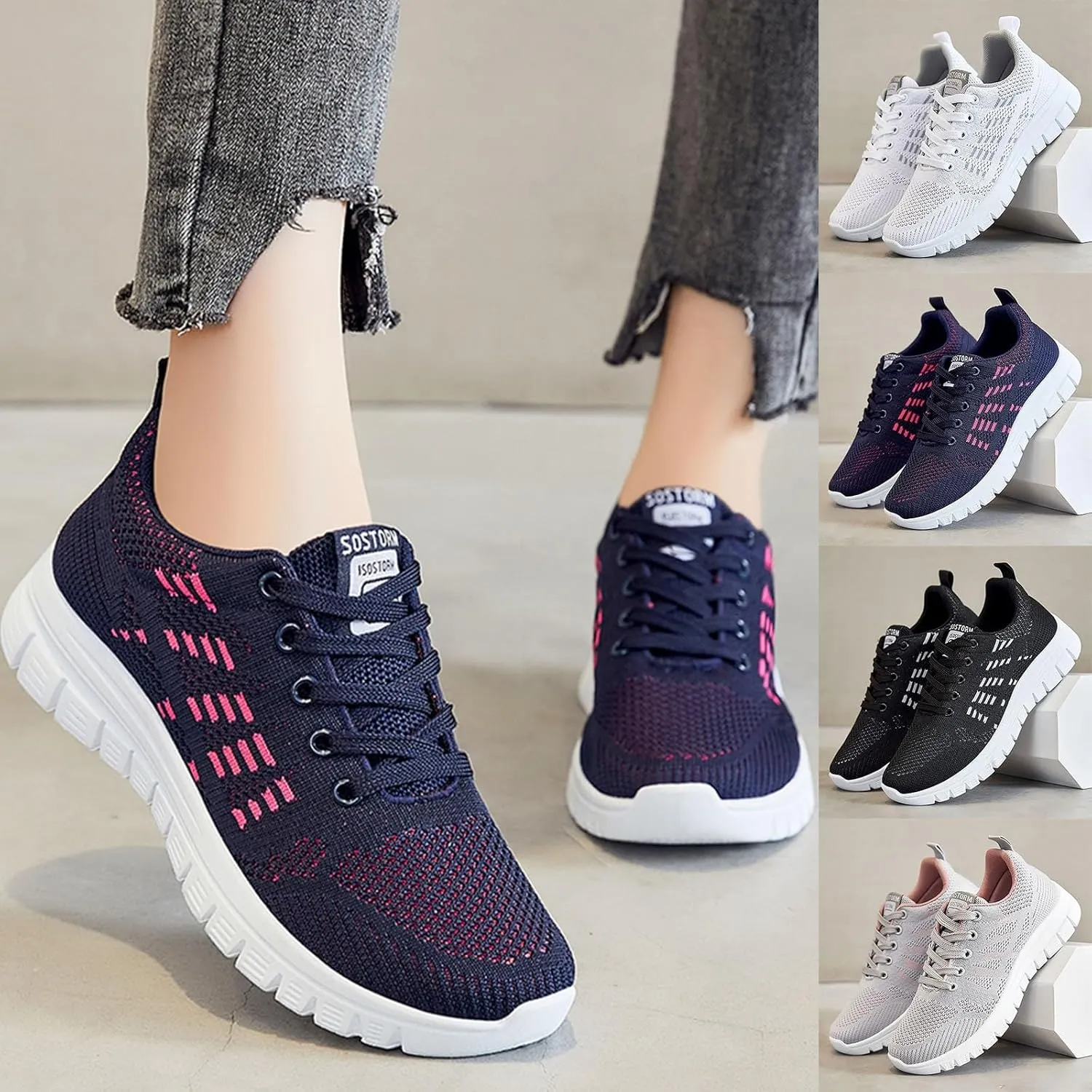 Womens Walking Shoes Comfortable Slip On Sneakers Non Slip Athletic Tennis Running Shoes Casual Shoes Arch Support