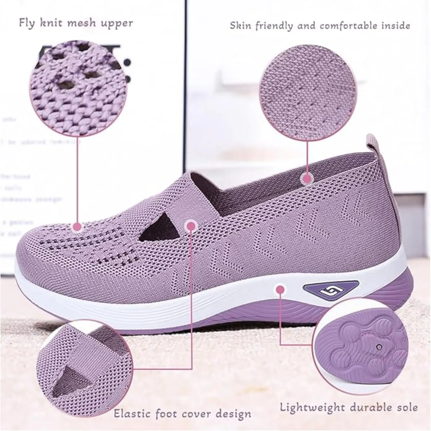 Women's Woven Orthopedic Walking Shoes Lightweight Casual Orthotic for Foot Heel Pain Relief Non Slip Work Shoes