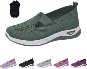 Women's Woven Orthopedic Walking Shoes Lightweight Casual Orthotic for Foot Heel Pain Relief Non Slip Work Shoes