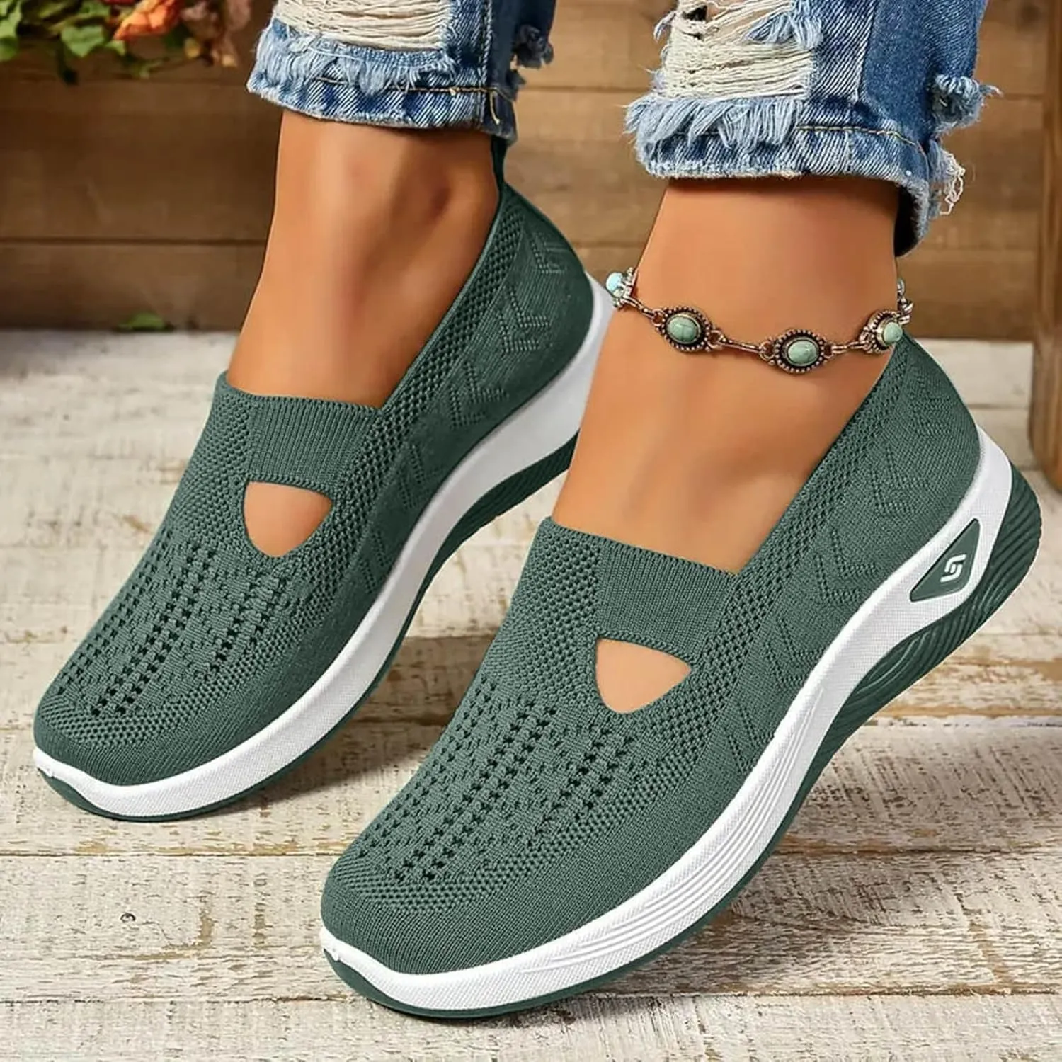 Women's Woven Orthopedic Walking Shoes Lightweight Casual Orthotic for Foot Heel Pain Relief Non Slip Work Shoes