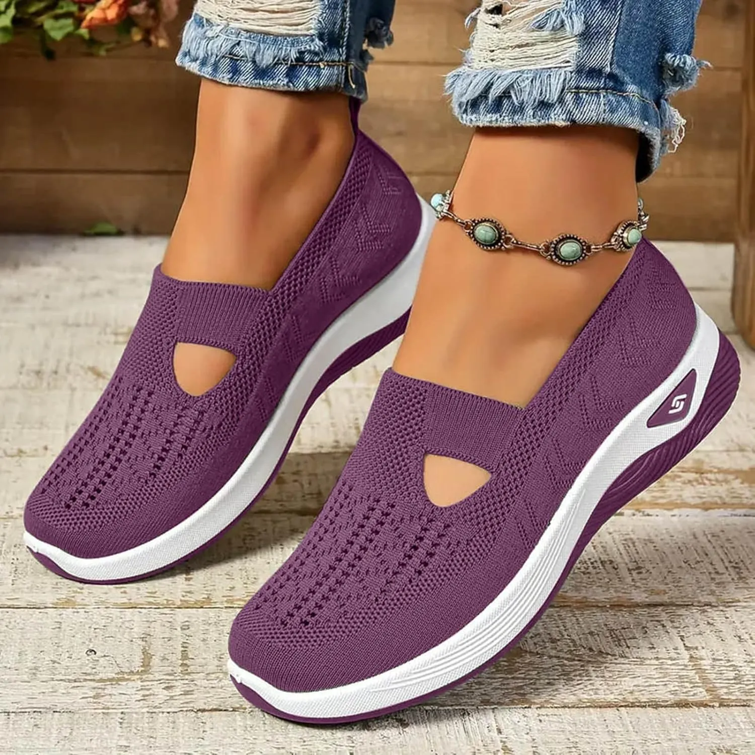 Women's Woven Orthopedic Walking Shoes Lightweight Casual Orthotic for Foot Heel Pain Relief Non Slip Work Shoes