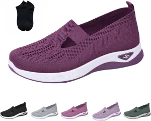 Women's Woven Orthopedic Walking Shoes Lightweight Casual Orthotic for Foot Heel Pain Relief Non Slip Work Shoes
