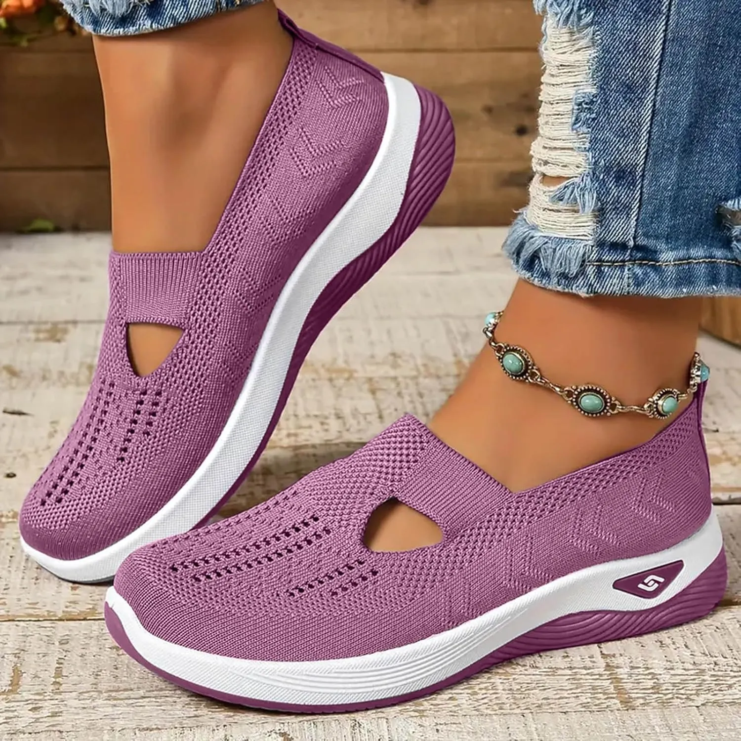 Women's Woven Orthopedic Walking Shoes Lightweight Casual Orthotic for Foot Heel Pain Relief Non Slip Work Shoes