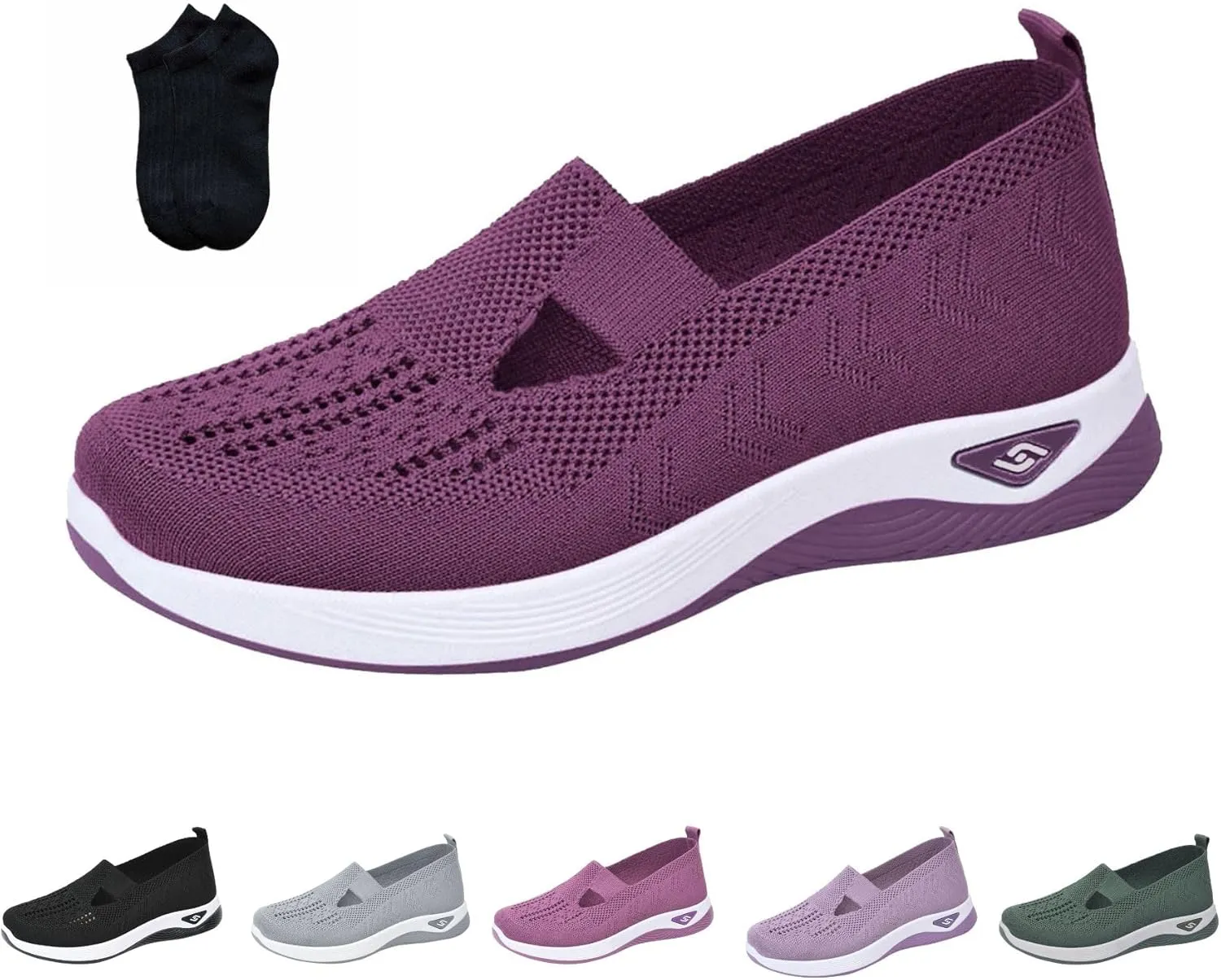 Women's Woven Orthopedic Walking Shoes Lightweight Casual Orthotic for Foot Heel Pain Relief Non Slip Work Shoes