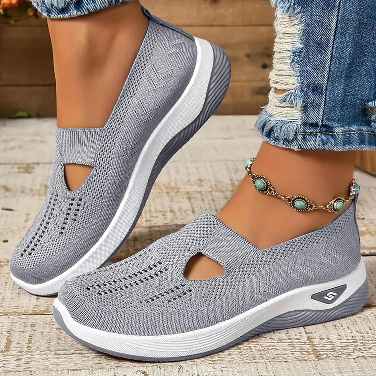 Women's Woven Orthopedic Walking Shoes Lightweight Casual Orthotic for Foot Heel Pain Relief Non Slip Work Shoes