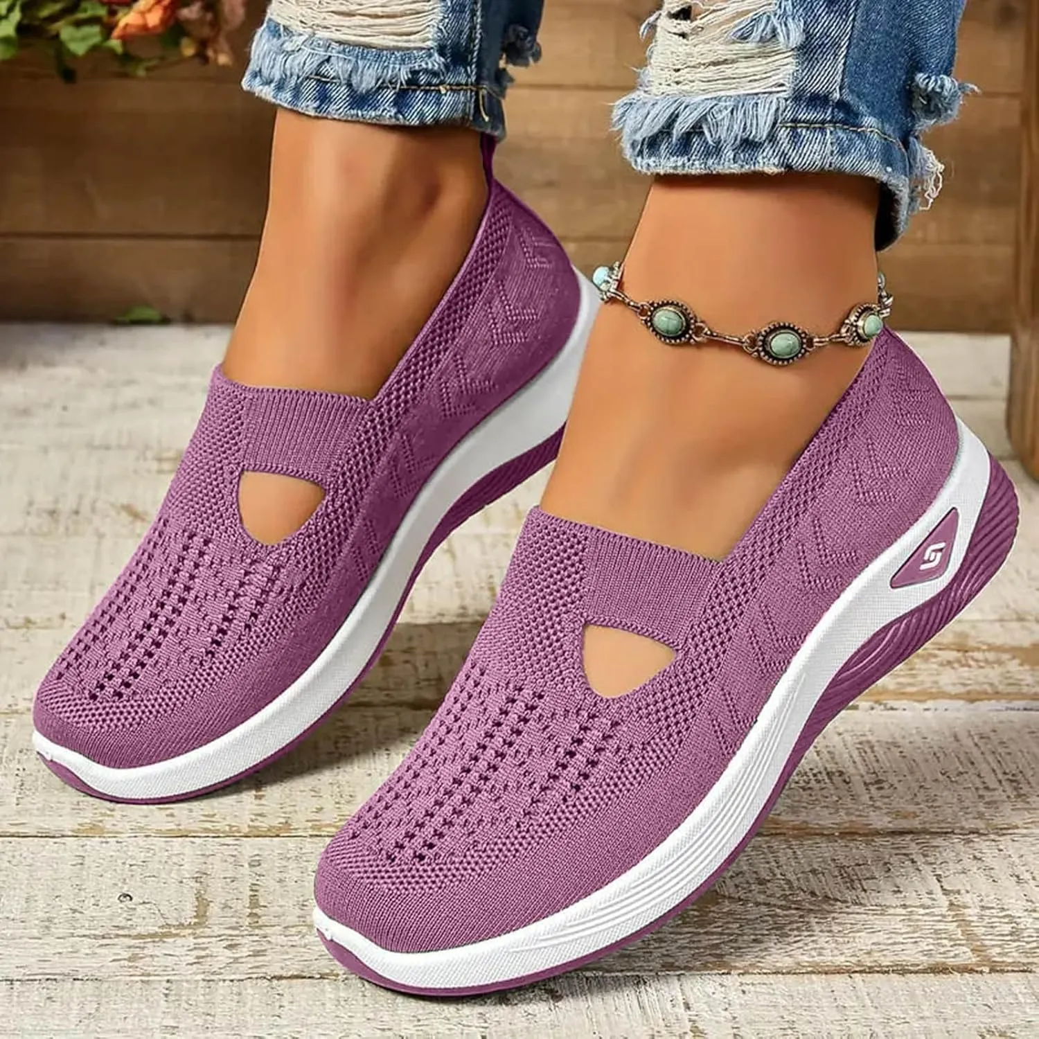 Women's Woven Orthopedic Walking Shoes Lightweight Casual Orthotic for Foot Heel Pain Relief Non Slip Work Shoes