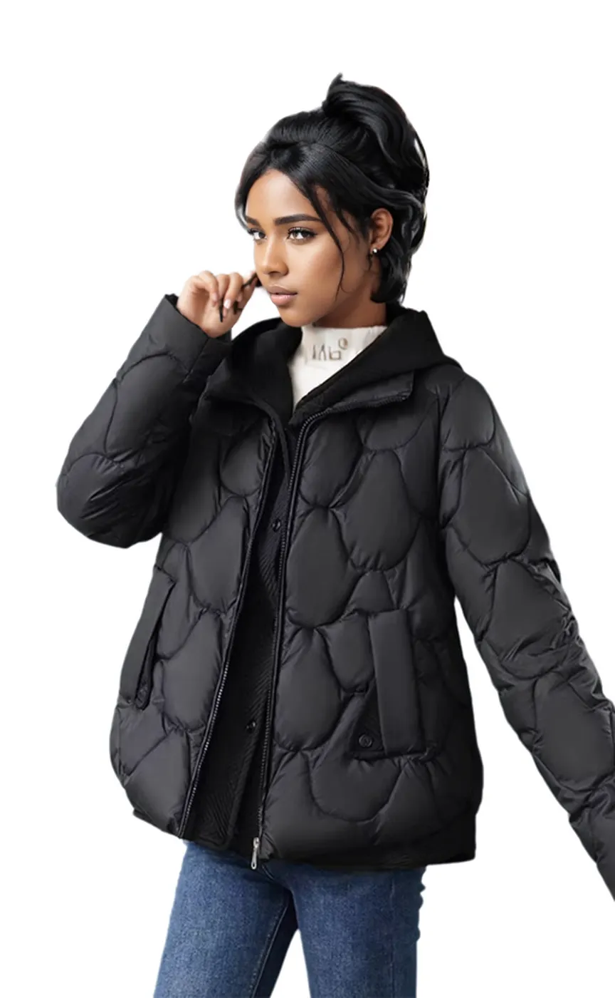WPJ25001 100% Nylon Body Trimmed with Polyester Hood Women's Quilted Warm Jacket