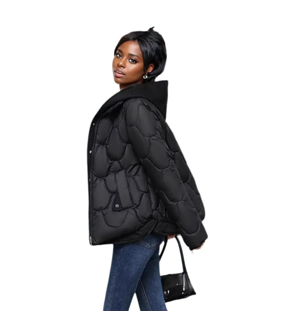 WPJ25001 100% Nylon Body Trimmed with Polyester Hood Women's Quilted Warm Jacket