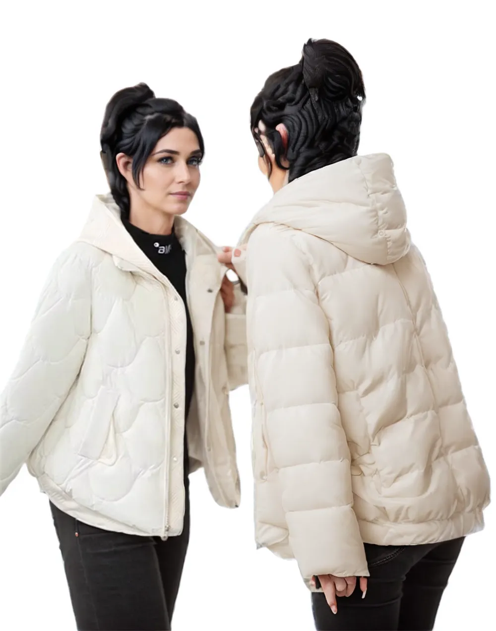 WPJ25001 100% Nylon Body Trimmed with Polyester Hood Women's Quilted Warm Jacket