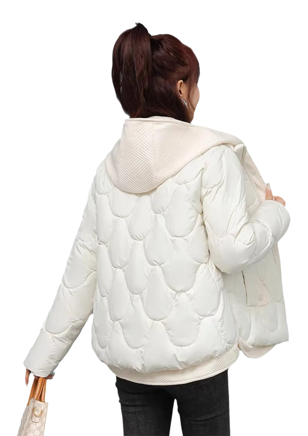 WPJ25001 100% Nylon Body Trimmed with Polyester Hood Women's Quilted Warm Jacket